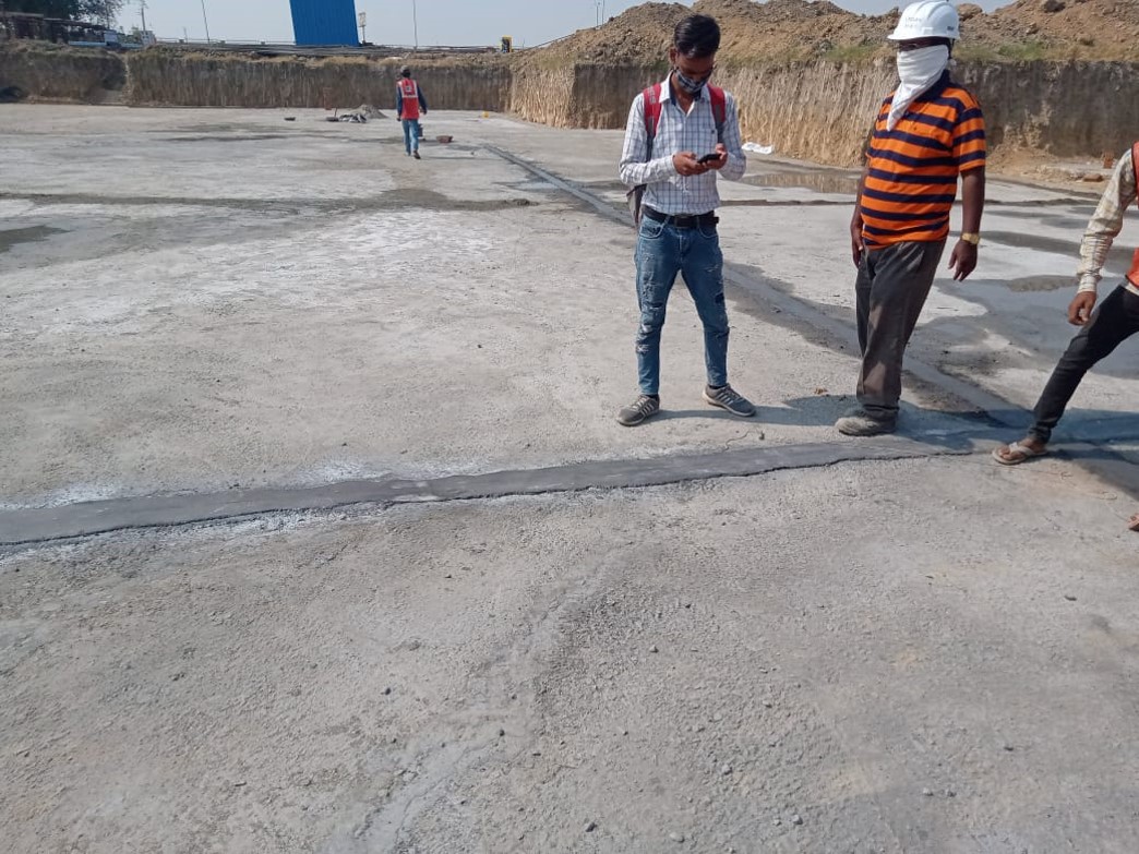 Hostel Block H5 – Layout over PCC for steel placing & binding in progress